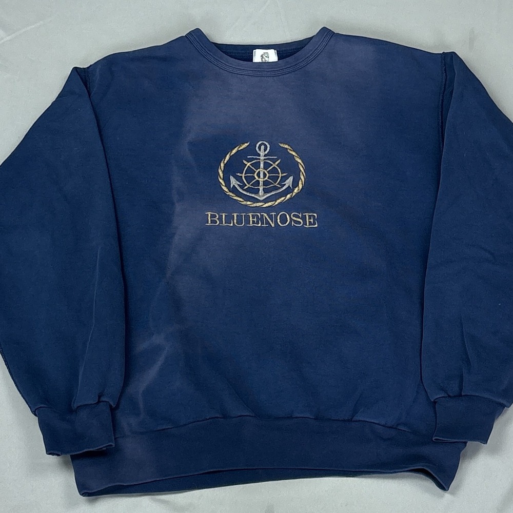 VTG 90s Tiger Brand Bluenose Nova Scotia Embroidered Crewneck Sweatshirt Large